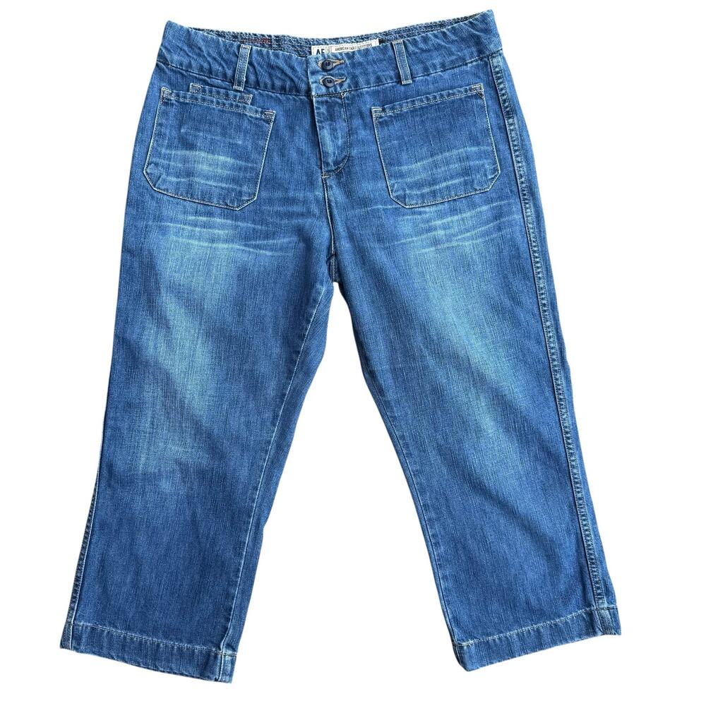 American Eagle Outfitters Denim Capri Crop Jeans Mid Rise Wash 10